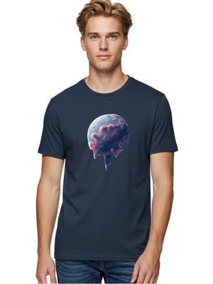 Melting-Planet Mens Graphic Tee, 100% Cotton, Casual Summer Wear