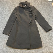 Rothschild Big Girl's 7/8 Tailored Black Ruffle Collar Coat Long Lined Overcoat