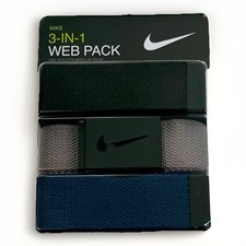 NIKE 3-IN-1 Golf Web Belt Pack Black Gray Blue Fits Men Up To Size 42   Sporty