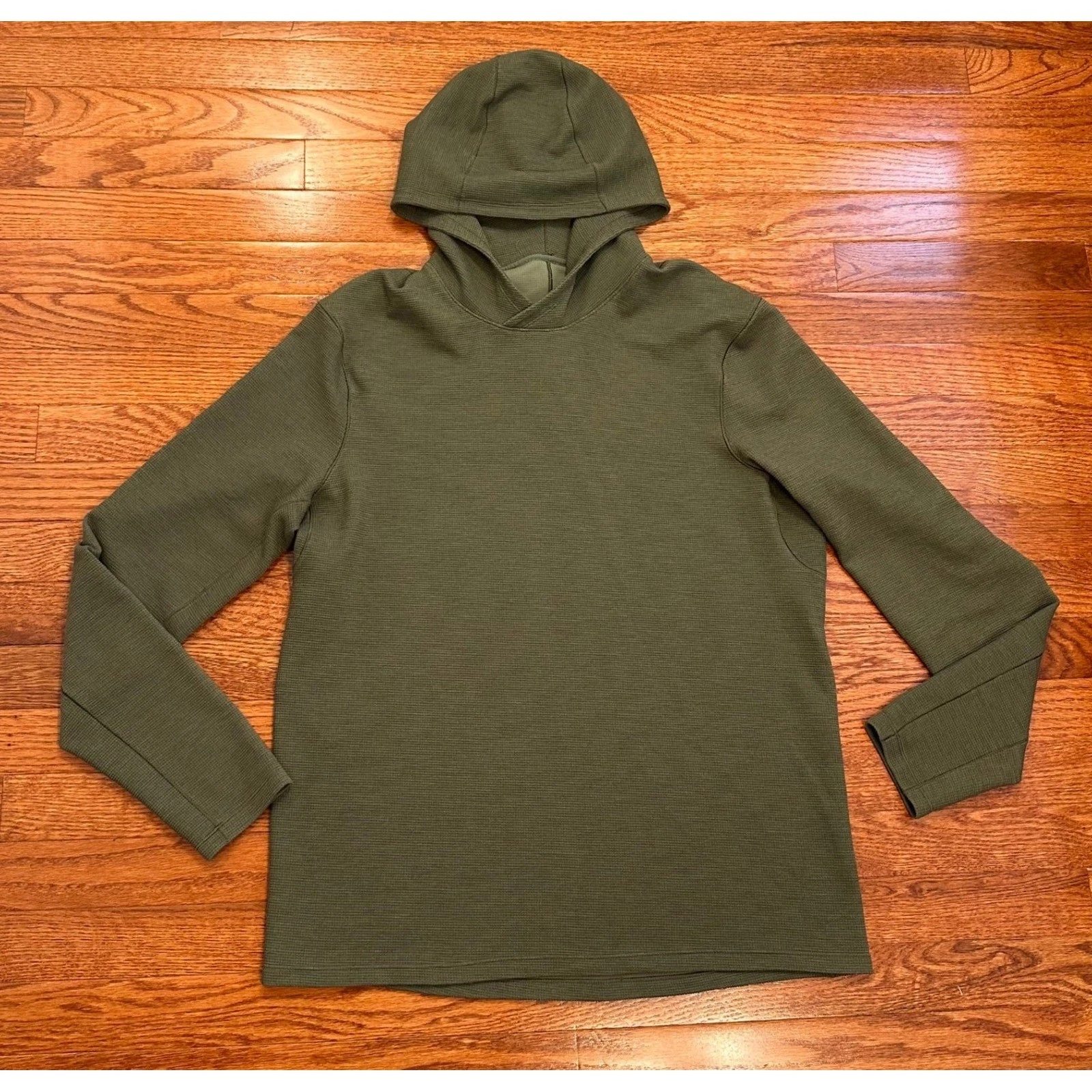 Lululemon Shift Switch Hoodie Pullover Mens Medium Green Thermal Waffle Knit