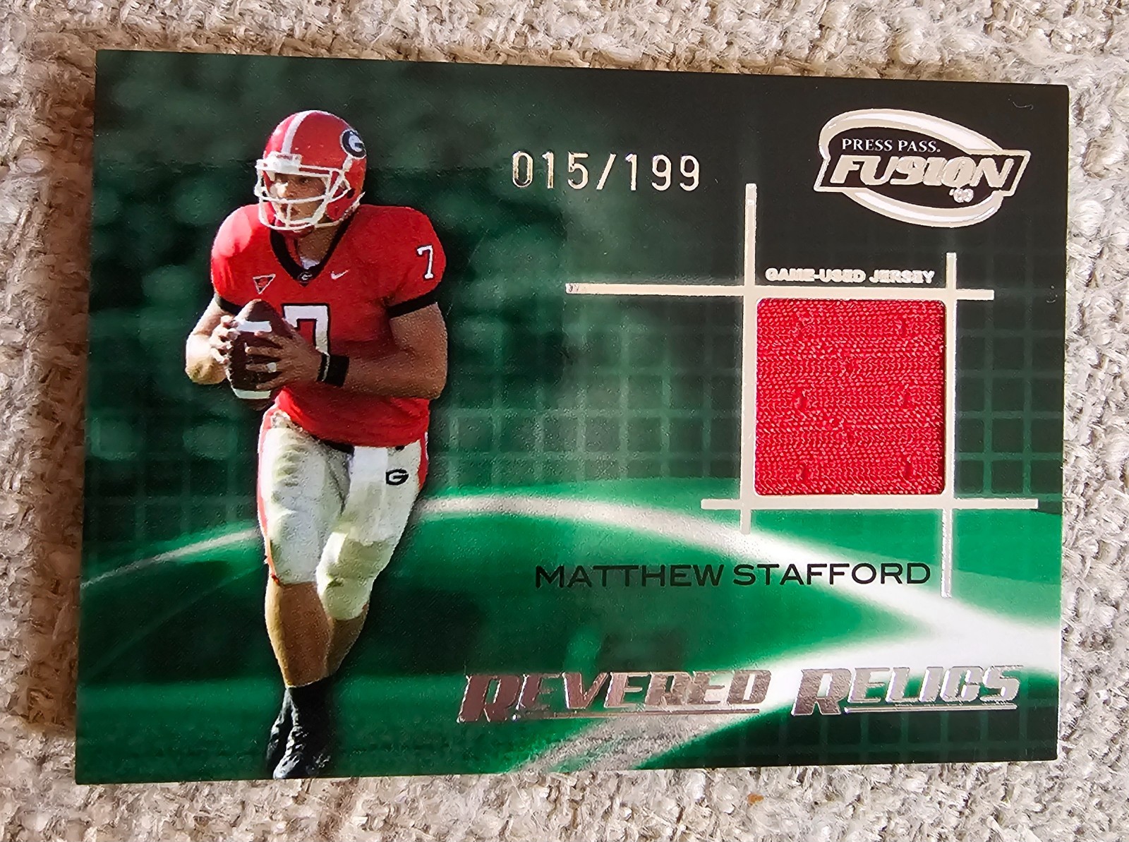 Matthew Stafford Press Pass Fusion Revered Relics #RRMS Silver