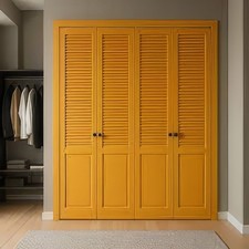 French Style Cassette & Slatted Natural PINE Wave FRONT Louvre Cupboard Wardrobe