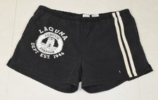 Vintage Mens Swim Trunks Laguna Resucue Size XL 80s Black Stripes Distressed