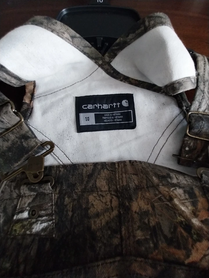 CARHARTT Coveralls Youth 10 Camo Bib Canvas Quilt Insulated Real Tree OX8755-B - Image 3 of 4