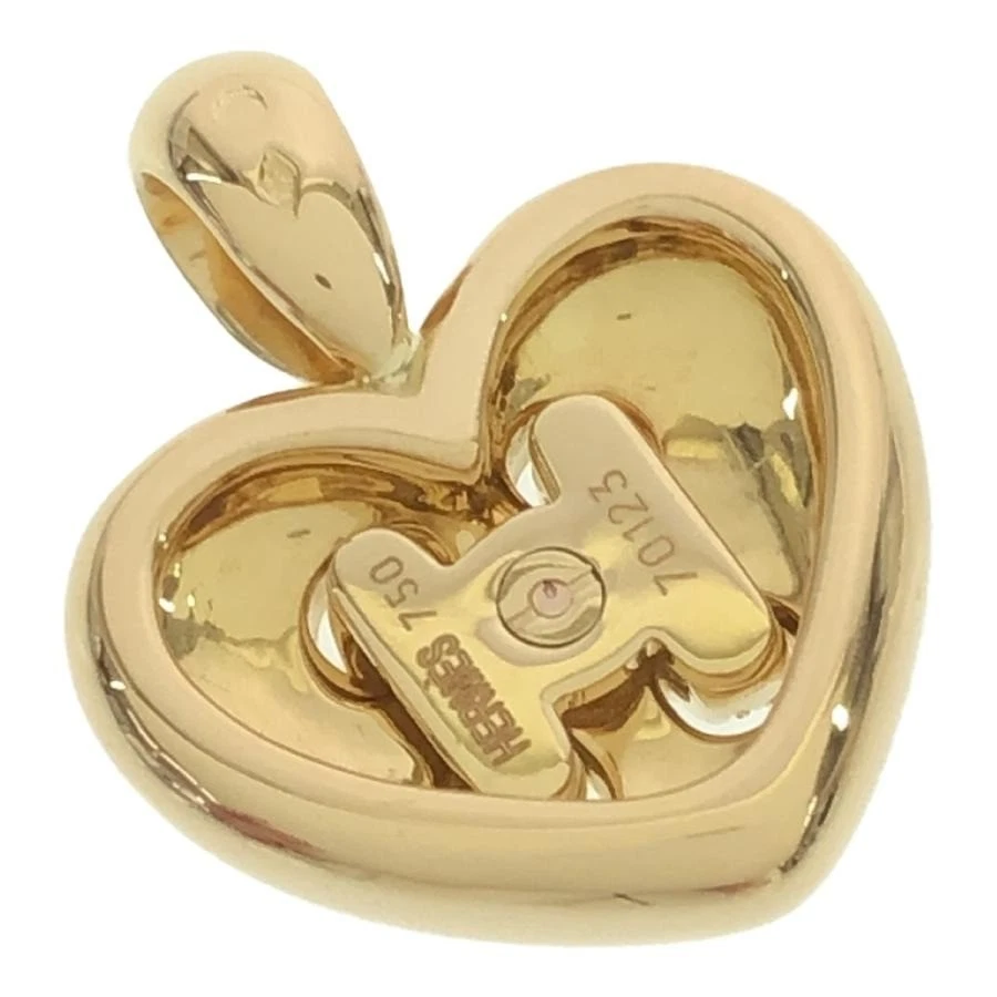 Hermes Vintage Olympe Heart H Logo 18k Yellow Gold Diamond Pendant Top Charm - Image 3 of 4