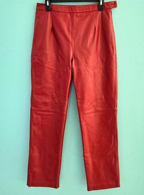 Vintage 1990's Red Clio Genuine Leather High Waisted Pants Size 10 