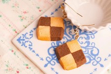 Fake Food Checker Cookie Earrings Japan Handmade Realistic Sample Accessory Gift
