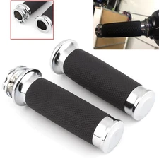 Hand Grips 1" Motorcycle Handlebar Grips Cable Throttle Fit for Harley Dyna NEW