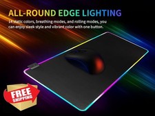 RGB LED Gaming Mouse Pad Large Waterproof 25.6x11.6 Inch 14 Light Modes