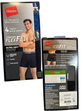 Hanes Men  s Boxer Briefs 2 Pack Bundle Comfort Stretch Underwear 4 Briefs Size L