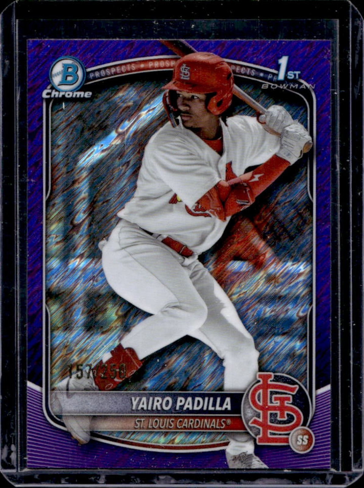 2025 Bowman Chrome Yairo Padilla Purple Shimmer Refractor 1st #/250 Cardinals