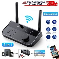 2-in-1 Bluetooth 5.3 Audio Adapter Transmitter Receiver for TV Stereo with Cable