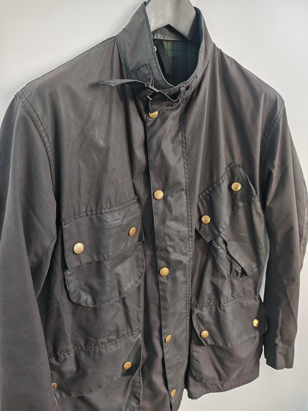 Vintage 1997 Barbour A132 Beacon Jacket Men's C42 Large Black Waxed Cotton
