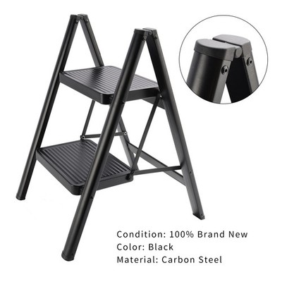 Stepladder, 2 Tiers, Foldable, Aluminum, Wide, Lightweight, Compact, Ladder
