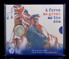 THE ROYAL MINT 2015 NAVY £2 TWO POUND BRILLIANT UNCIRCULATED BUNC COIN PACK
