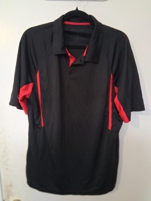Brixton Men's Polo Shirt Black Red Colorblock Short Sleeve Collared Button XL