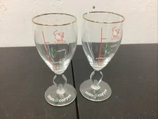 IRISH COFFEE Glass Stemware Footed  Wine Glasses Set 2 w/recipe On Front