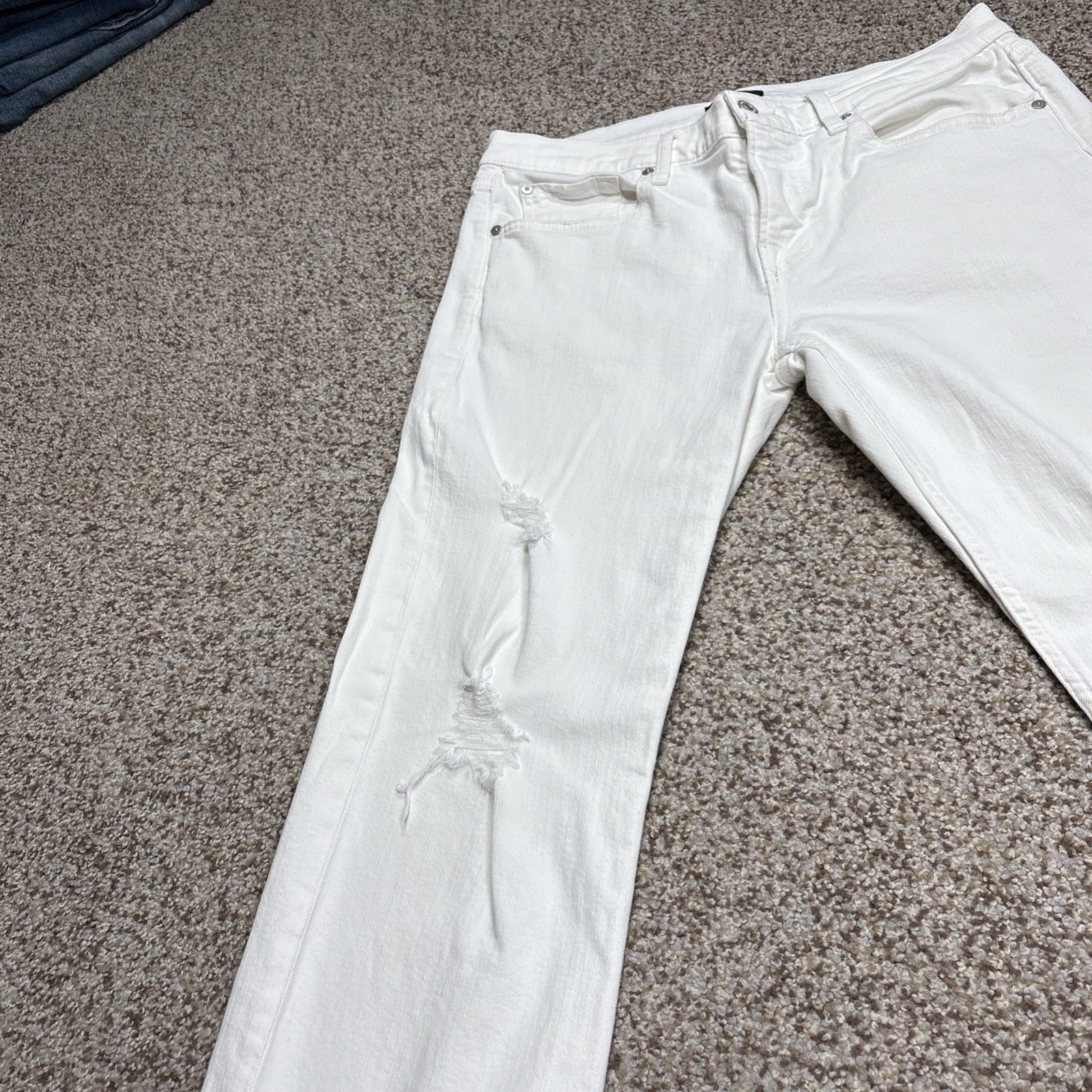 7 For All Mankind Slimmy Pants Mens 33 X 31 Distressed White Jeans - View 6