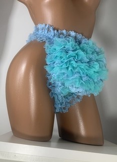 Vtg Ultra Sheer Nylon & Luxury Lace Men’s Ruffle Front Tanga Sissy Panties
