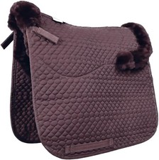 Woolous Dressage Saddle Pad - Sheepskin Lined Full English Pad in Brown Color