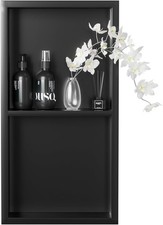 Stainless Steel Shower Double Tier Wall-Inserted Niche 12"X24"X4" Nano Painted