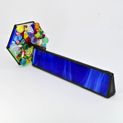 Bob Ade Stained Glass Kaleidoscope Handmade Double Wheel Triple Barrel Art Glass