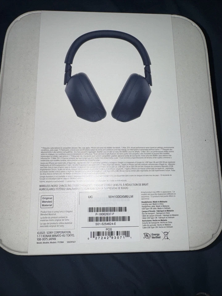 Fones de ouvido sem fio Sony WH-1000XM6 - Azul meia-noite - Imagem 2 de 2