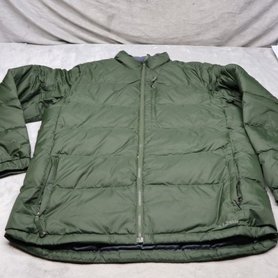 LL Bean Down Jacket Mens XL Tall Green Insulated Warm Wind Rain Quilted Puffer