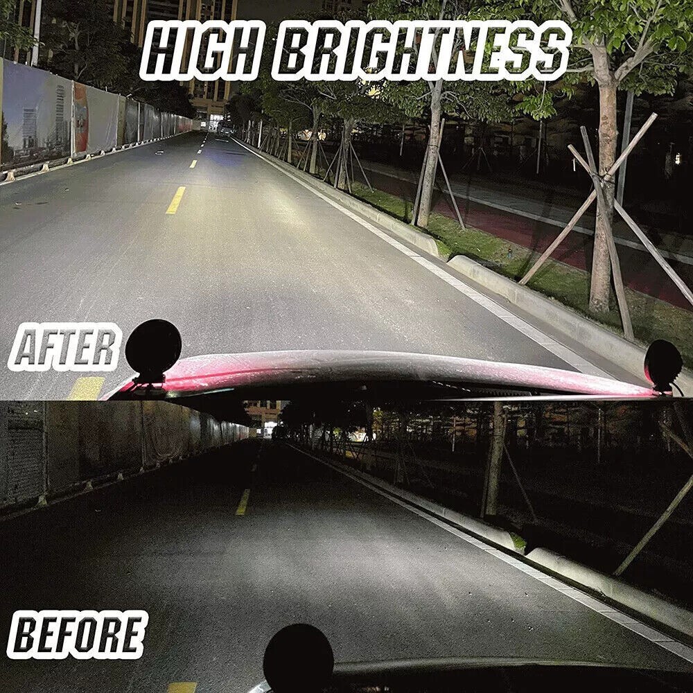 Pair 5"inch Round LED Work Light Bar Flood Spot Light Driving Lamp For Offroad