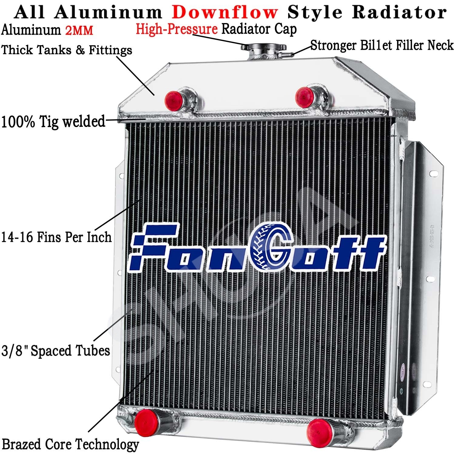 4-Row Aluminum Radiator For 1949-1953 52 Ford Cars Flathead Configuration V8 US