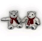 Vintage 2 Coca Cola Plush Polar Bears Ornament Mini Red Scarf