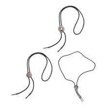 Classical Men s Leather Necktie with Metal Flower Pendant Adjustable Bolo Tie