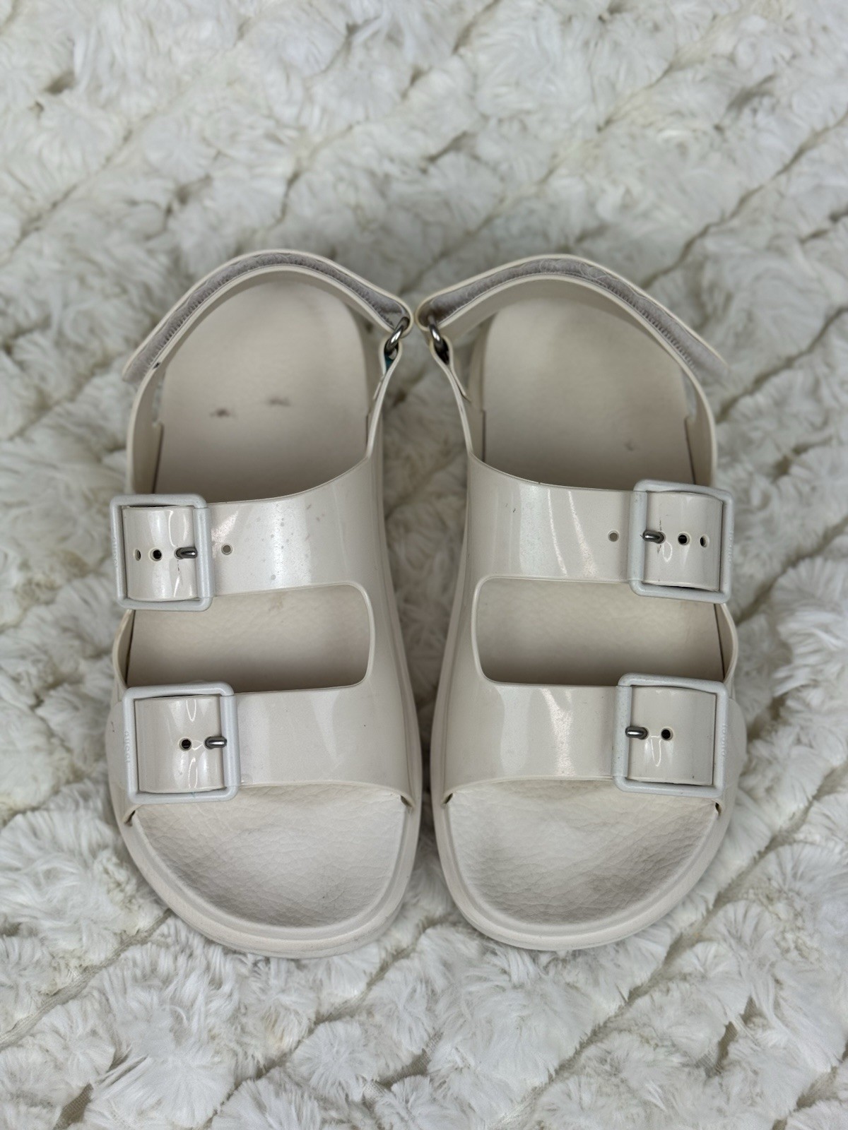 Gucci Womens Isla Double G Logo Rubber Dad Sandals Dusty White Size 37  