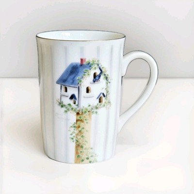 Vintage Otagiri Birdhouse Design Heartprint Coffee,Tea Mug Cup Japan 4''H