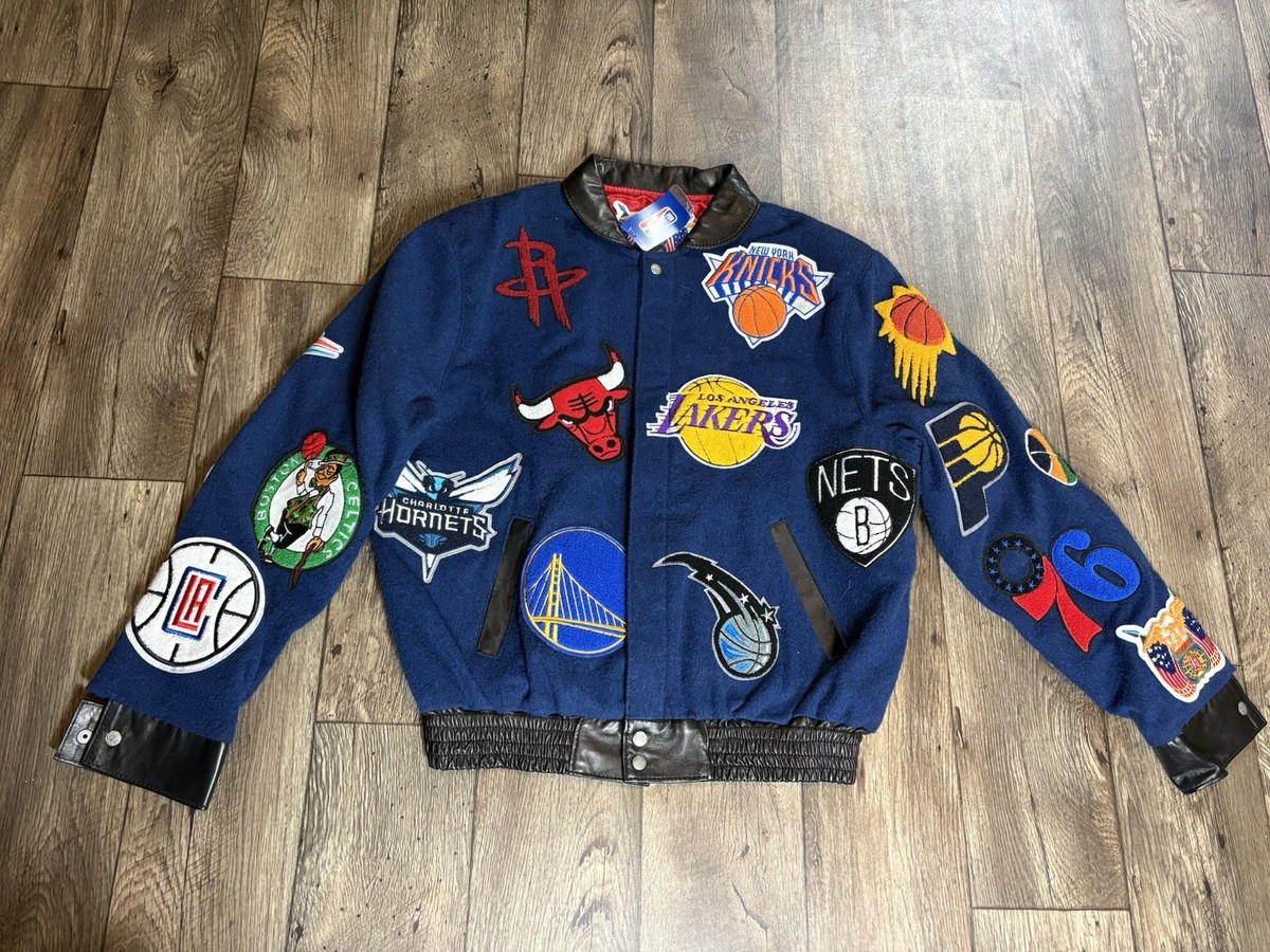 Jeff Hamilton NBAロゴスタジャン Lサイズ Jeff Hamilton NBA Logo Jacket Wool Men's Size Large Dark Navy NWT