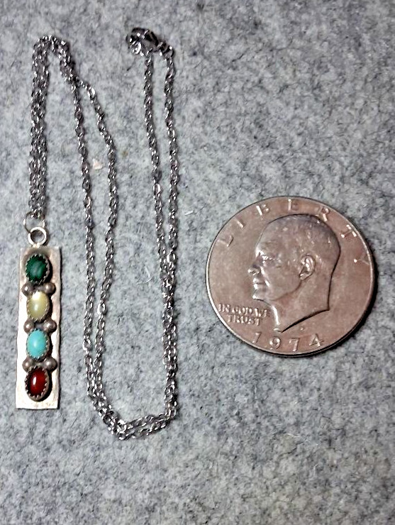 Sterling Silver Pendant with Stones and Chain