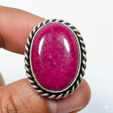 Ruby Gemstone Band Ring Size 925 Sterling Silver