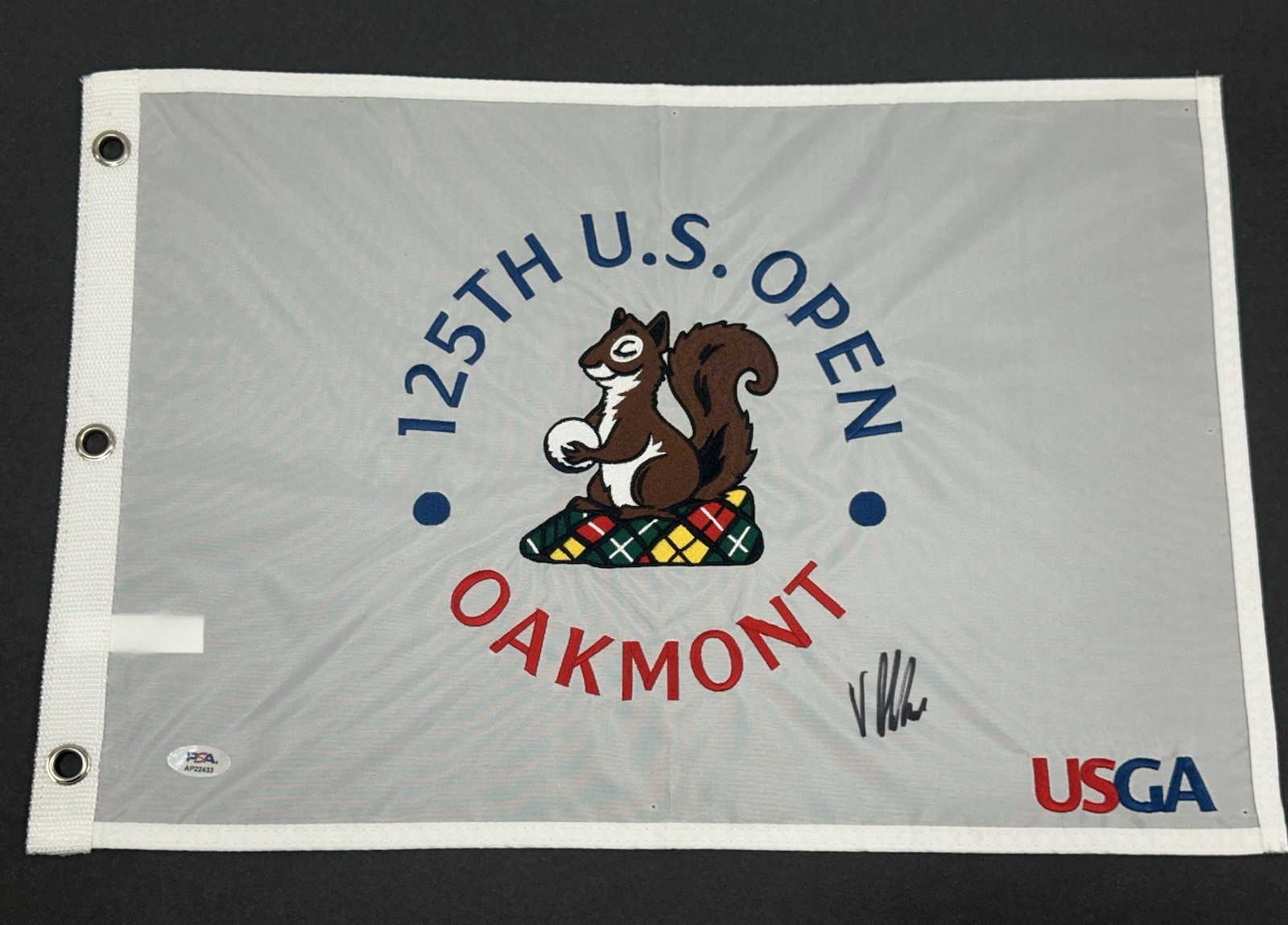Viktor Hovland Signed 2025 US Open Flag Oakmont U.S Autographed Auto ~ PSA COA 