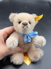 Steiff Teddy Bear Blue Bow Original Rose 030444 Tagged 6 Mohair