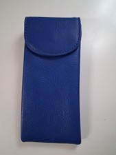 Double Flap Leather Eyeglass Case, Soft Multi-Functional 2-in-1 blue