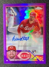 2023 Topps Chrome Update Levi Stoudt #AC-LS Auto Purple Refractor 47/250 RC Reds