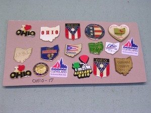 17 OHIO Travel Pins, States and Cities, Various Locations. Hat Pins, Lapel Pins