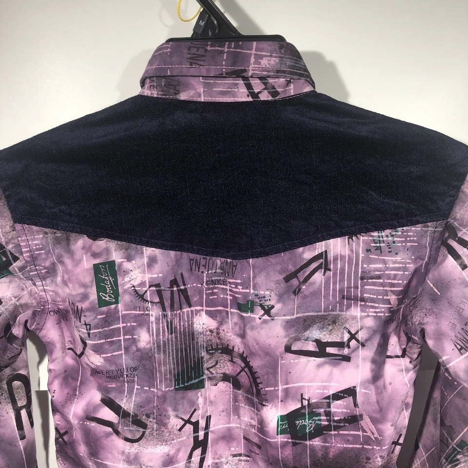 "Camisa de Vestidos A. T. Khan Niño Pecho 30"" Hecha en India Púrpura Azul Acento Terciopelo" Foto 4 de 4