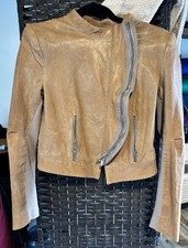 BCBG MAX AZRIA  SOY CHAI MOTO ZIPPERS LEATHER...