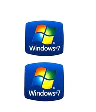 2 x Windows  7 Operating System OS Laptop/PC Sticker Badge Decal  18mm x 18mm