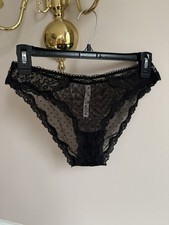 Victoria  s Secret Dream Angels Cheekini Panties Sheer Black Polka Dots Medium