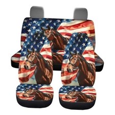 Horse American Flag Print Auto Seat Covers Full Set Of 4 Universal Front And Horse American Flag Print Auto Seat Covers Full Set Of 4 Universal Front And