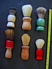 6 VTG WOOD SHAVING BRUSHES CLEANED AS SHOWN 1 NICE LOT NO DAMAGE
