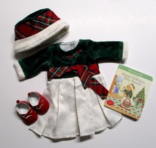 American Girl Bitty Baby 2007 Evergreen Holiday Dress Hat Shoes Outfit New Book