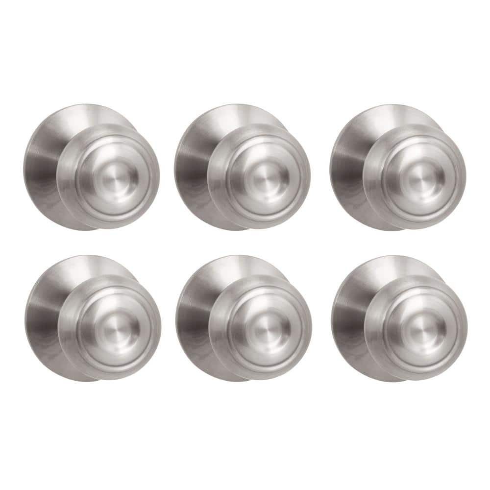 NEW Elegant NIckel Hall Closet Passage Door Knobs Contractor 6-PACK EZ Install